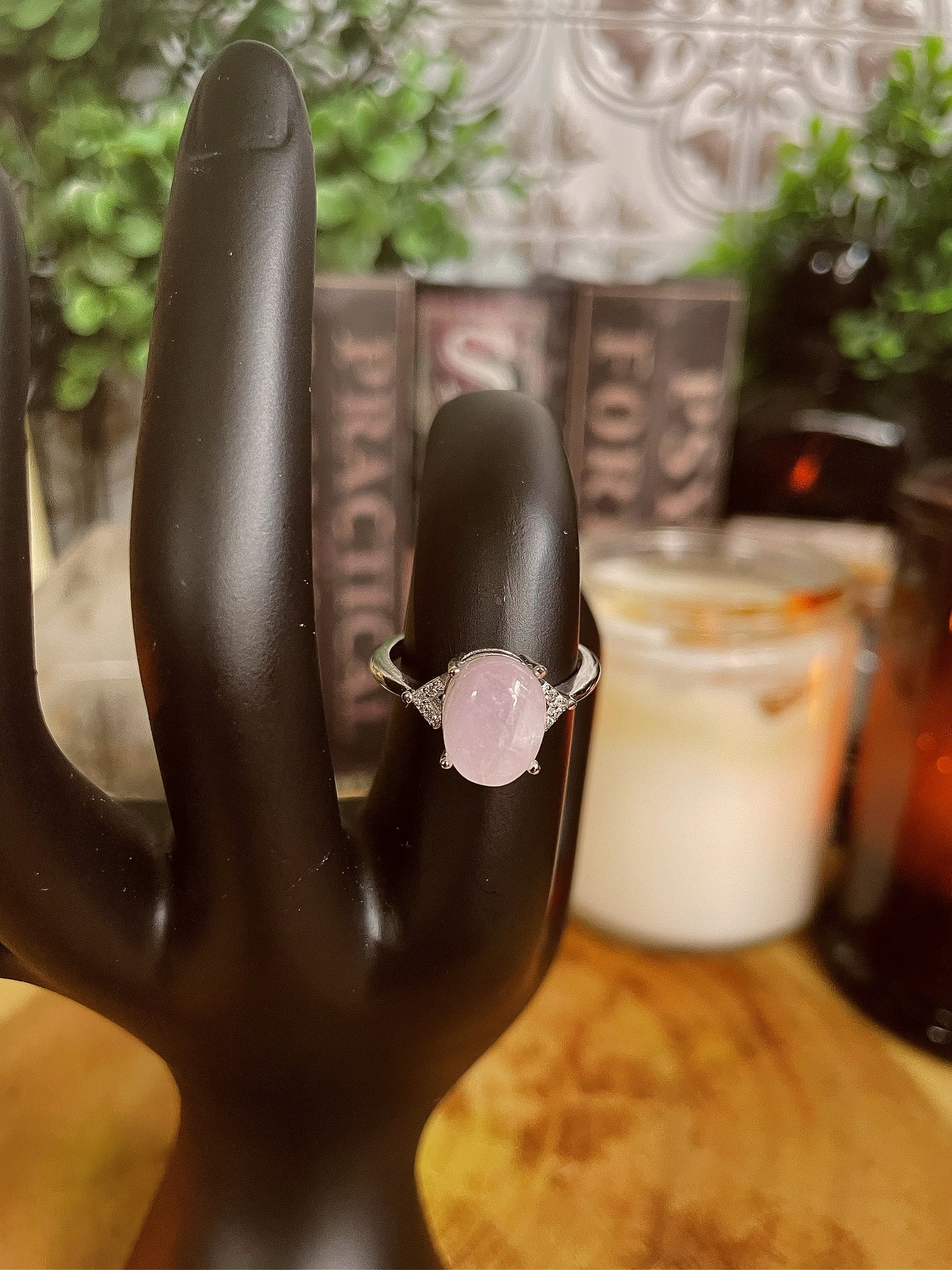Kunzite Stainless Steel adjustable ring