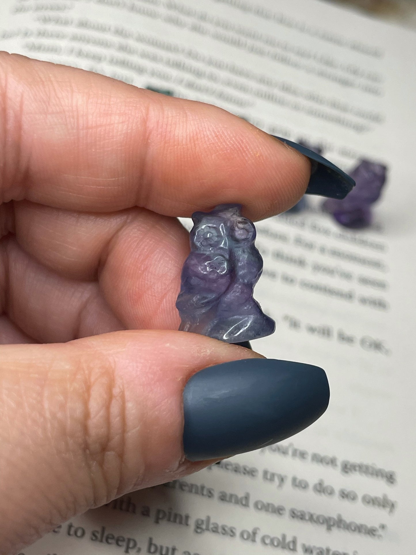 Mini Fluorite Owl Carving