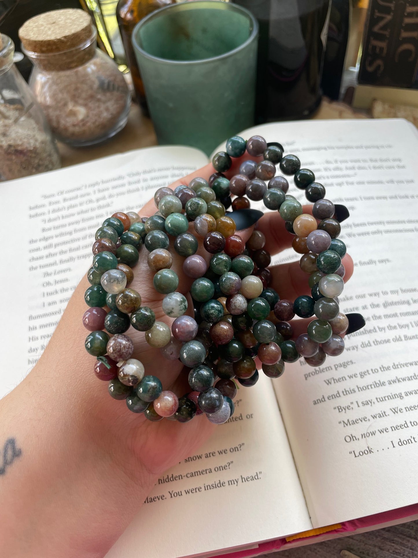 6 mm Ocean Jasper and Moss Agate mixed Bracelet