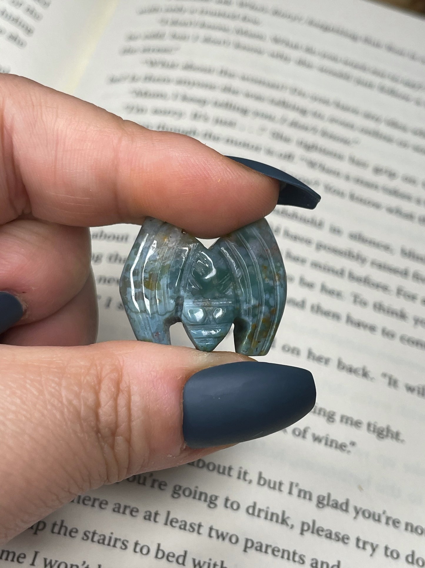 Ocean Jasper Mini Bat Carving