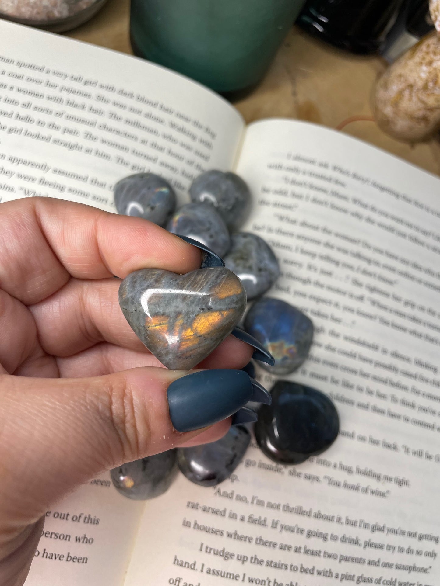 Flashy Labradorite Heart Carving