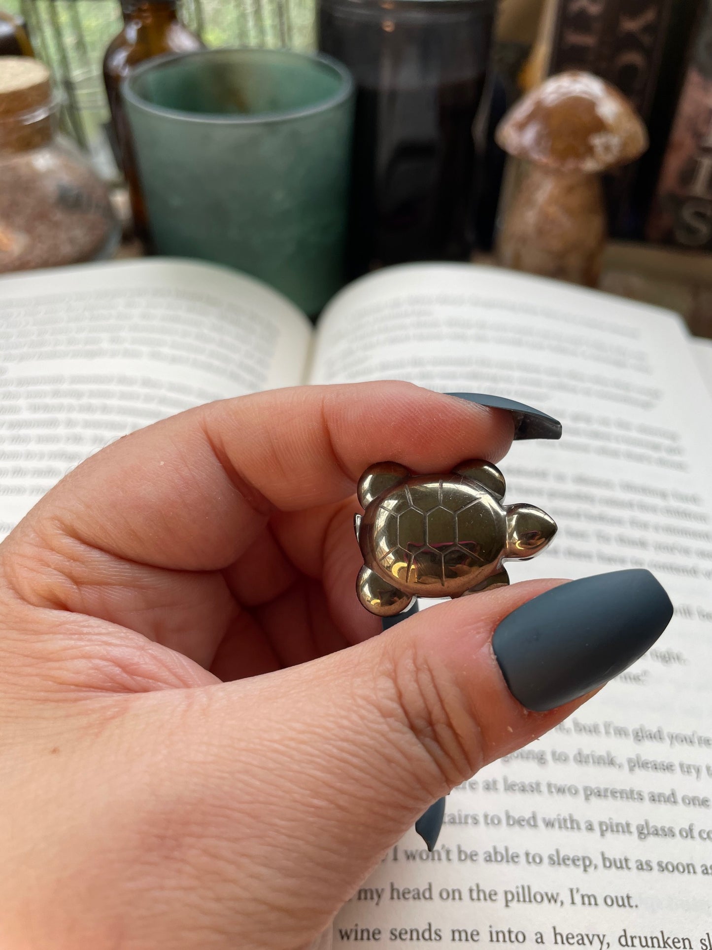 Pyrite Turtle Carving