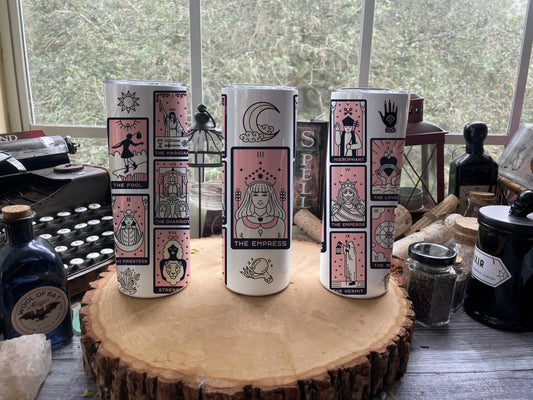 Pink Tarot Deck Pattern 20 oz Skinny Tumbler