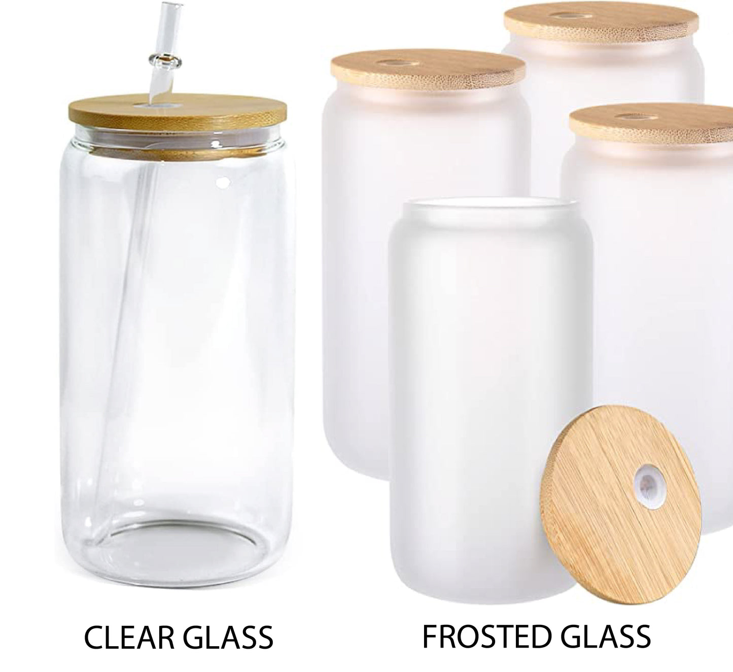 Black Flame Candle 16 oz Glass Cup | Bamboo Lid & Plastic Straw | Sublimation | Clear or Frosted