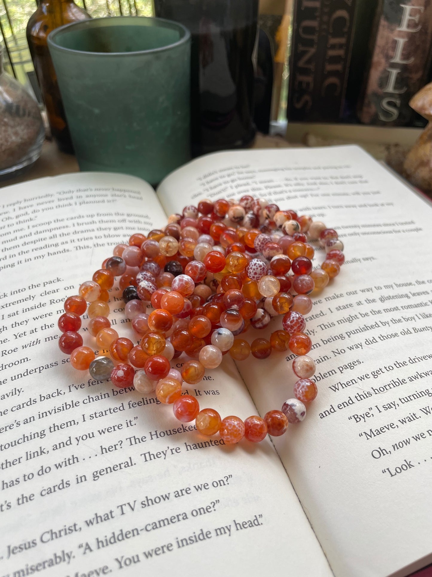 6mm Red Snake Skin Agate Bracelet