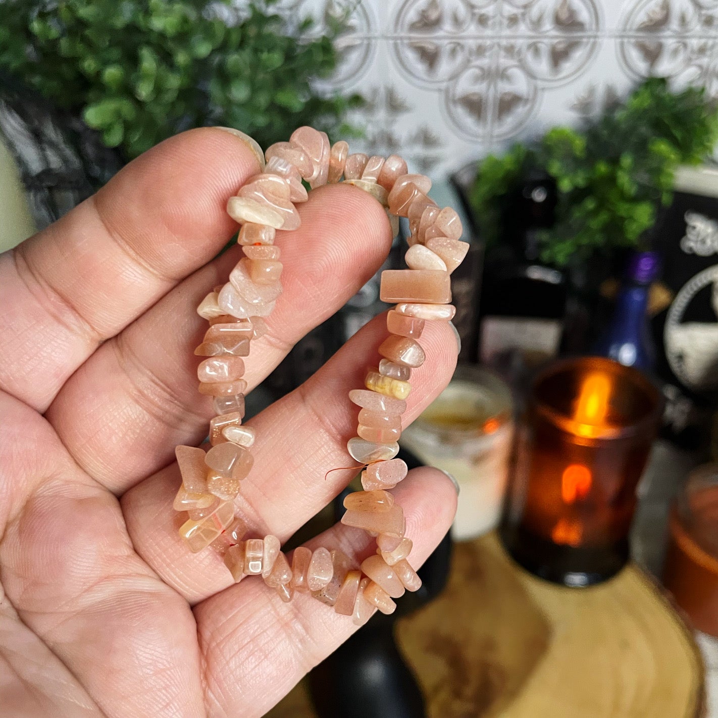 Peach Moonstone Chip Bracelet