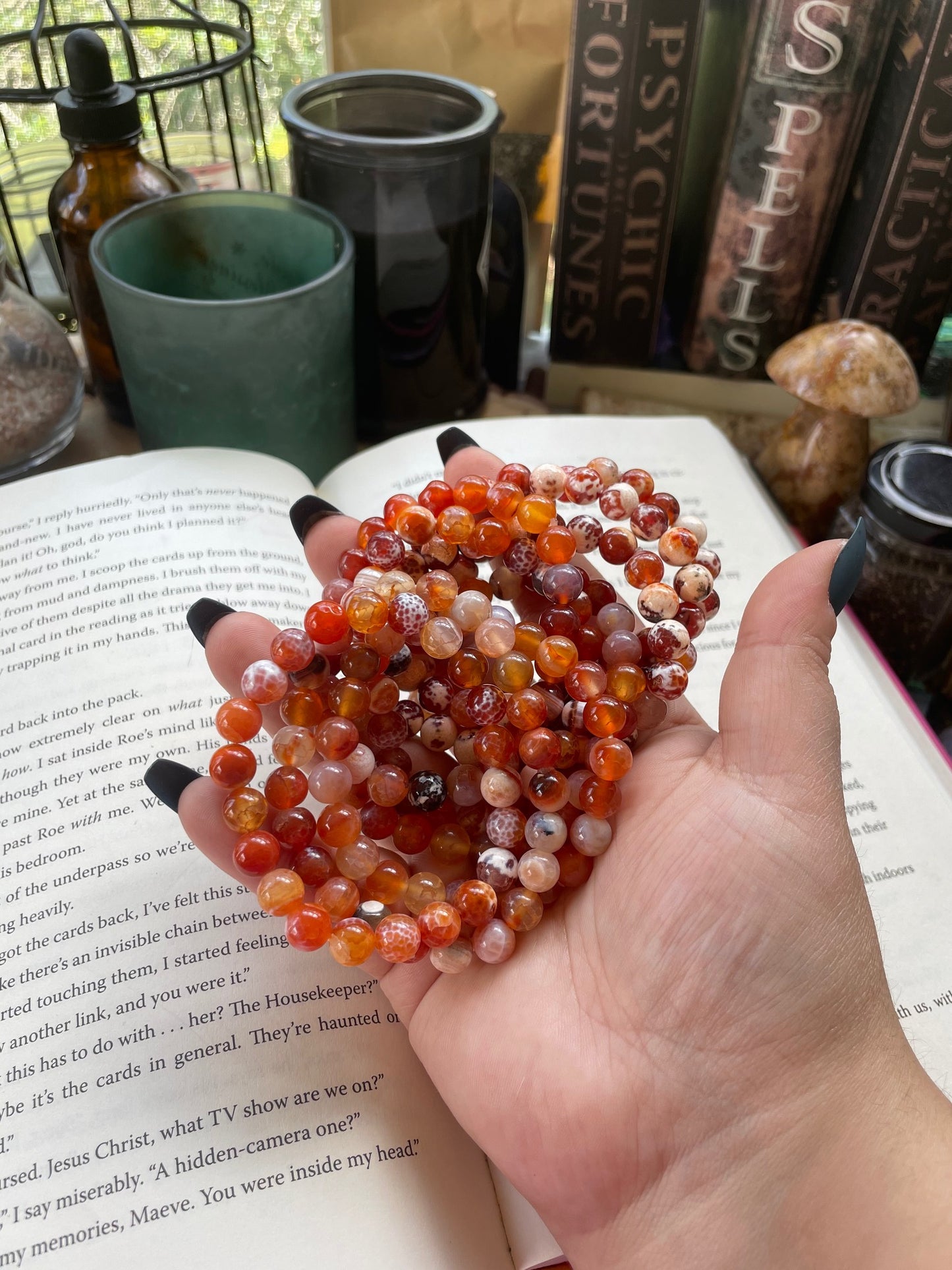 6mm Red Snake Skin Agate Bracelet