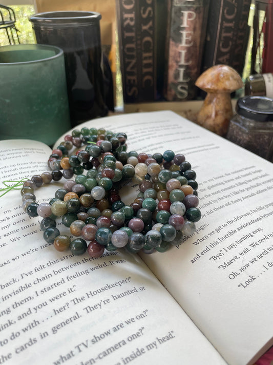 6 mm Ocean Jasper and Moss Agate mixed Bracelet