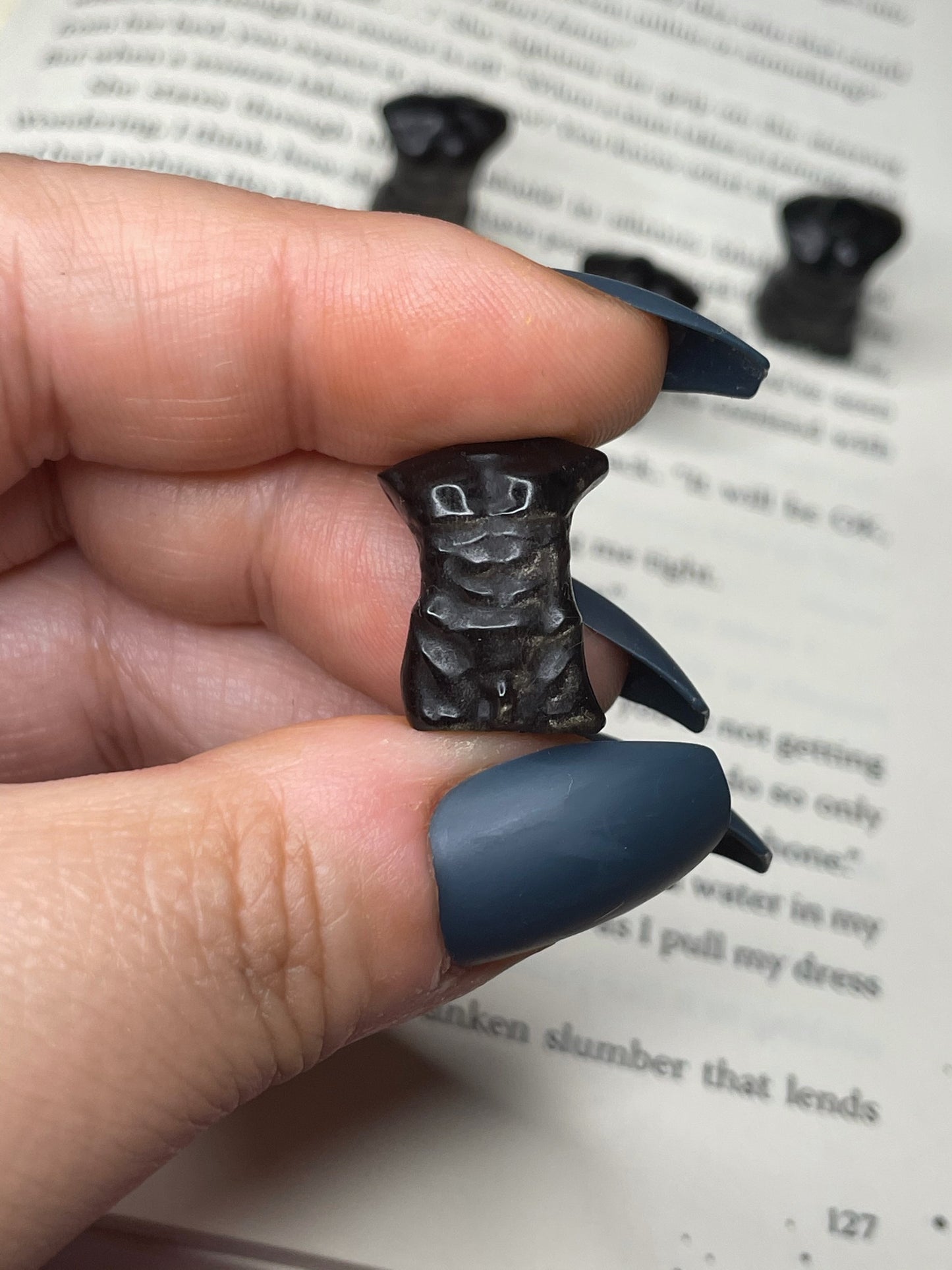 Silver Sheen Obsidian Man Body carving