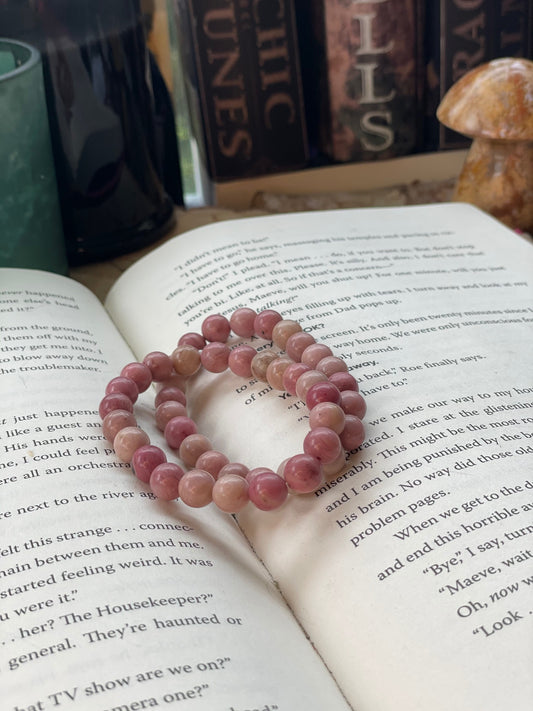 6mm Pink Petrified Wood Bracelet
