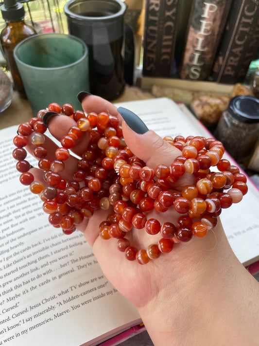 6 mm Banded Carnelian Bracelet