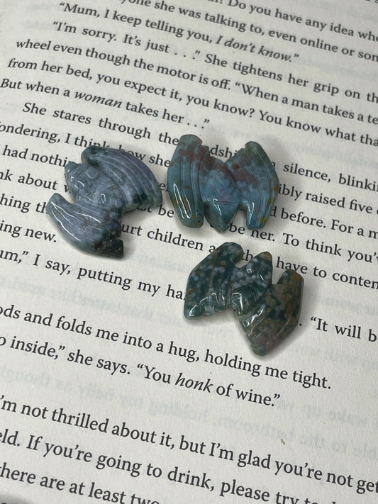 Ocean Jasper Mini Bat Carving
