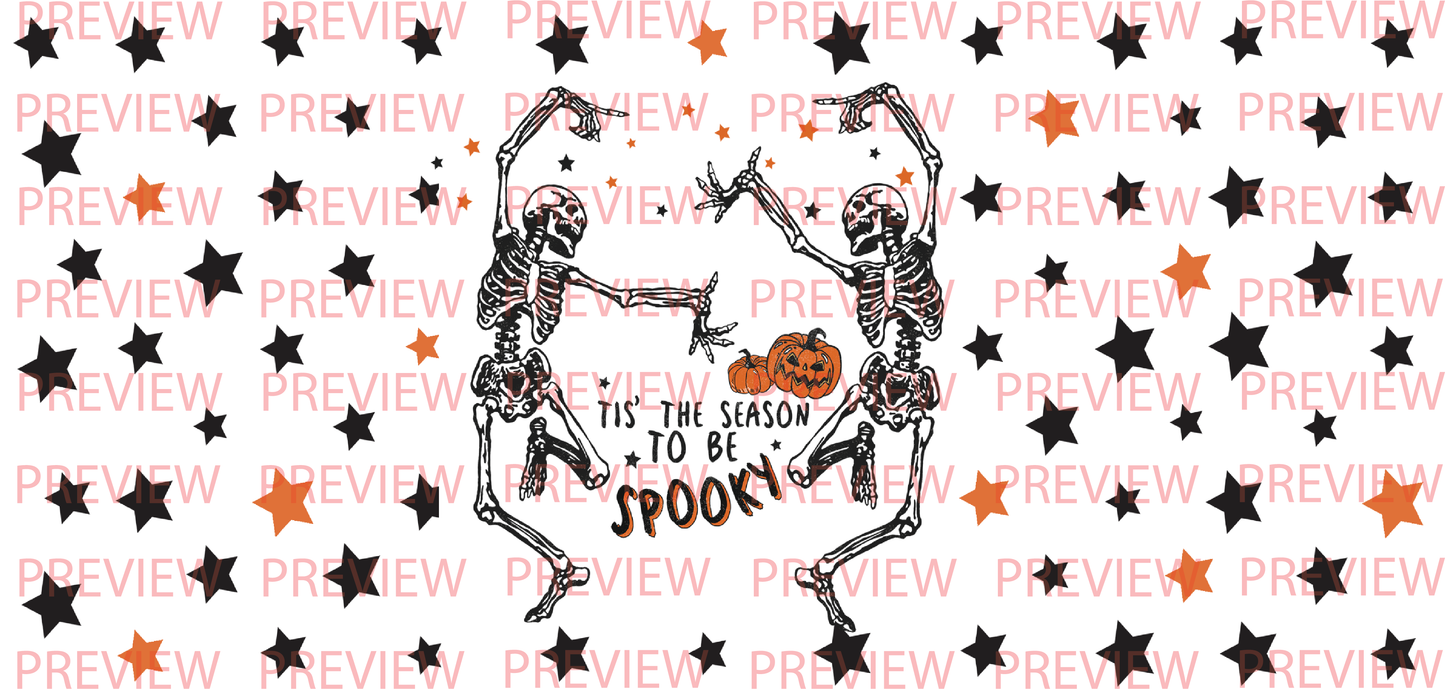 Tis The Season To Be Spooky 16 oz Glass Cup | Bamboo Lid & Plastic Straw | Sublimation | Clear or Frosted