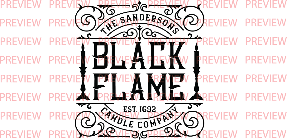 Black Flame Candle 16 oz Glass Cup | Bamboo Lid & Plastic Straw | Sublimation | Clear or Frosted