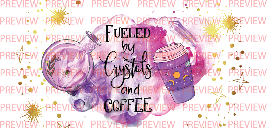 Fueled by Crystals & Cofee 16 oz Glass Cup | Bamboo Lid & Plastic Straw | Sublimation | Clear or Frosted