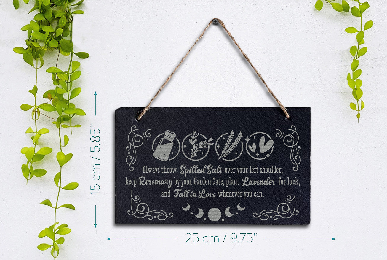 Engraved Practical Magic Hanging Stone Slate (Horizontal)