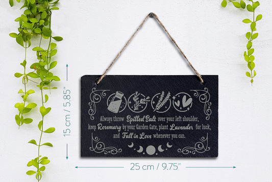 Engraved Practical Magic Hanging Stone Slate (Horizontal)